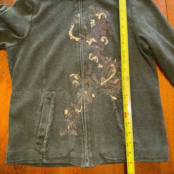 Amber Sun women’s petite cotton stretch full zip sweater hunter green SP - Picture 10 of 10